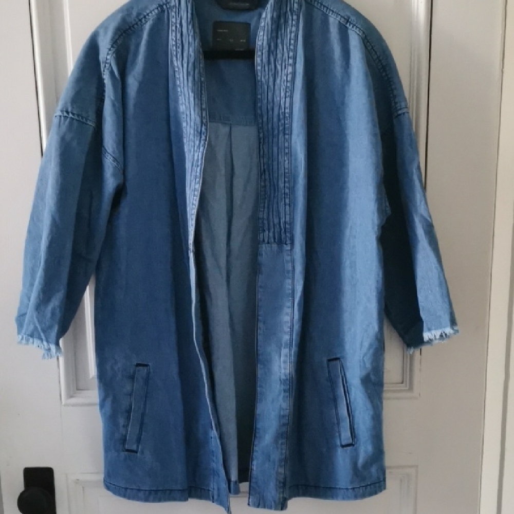 Zara mens denim oversized  beachy kimono open boho jacket. Unisex. Size M.EUC